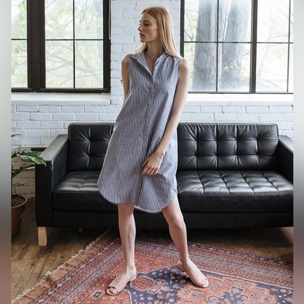 NEW! Tradlands Soleil Dress Blue White Stripe Size Medium